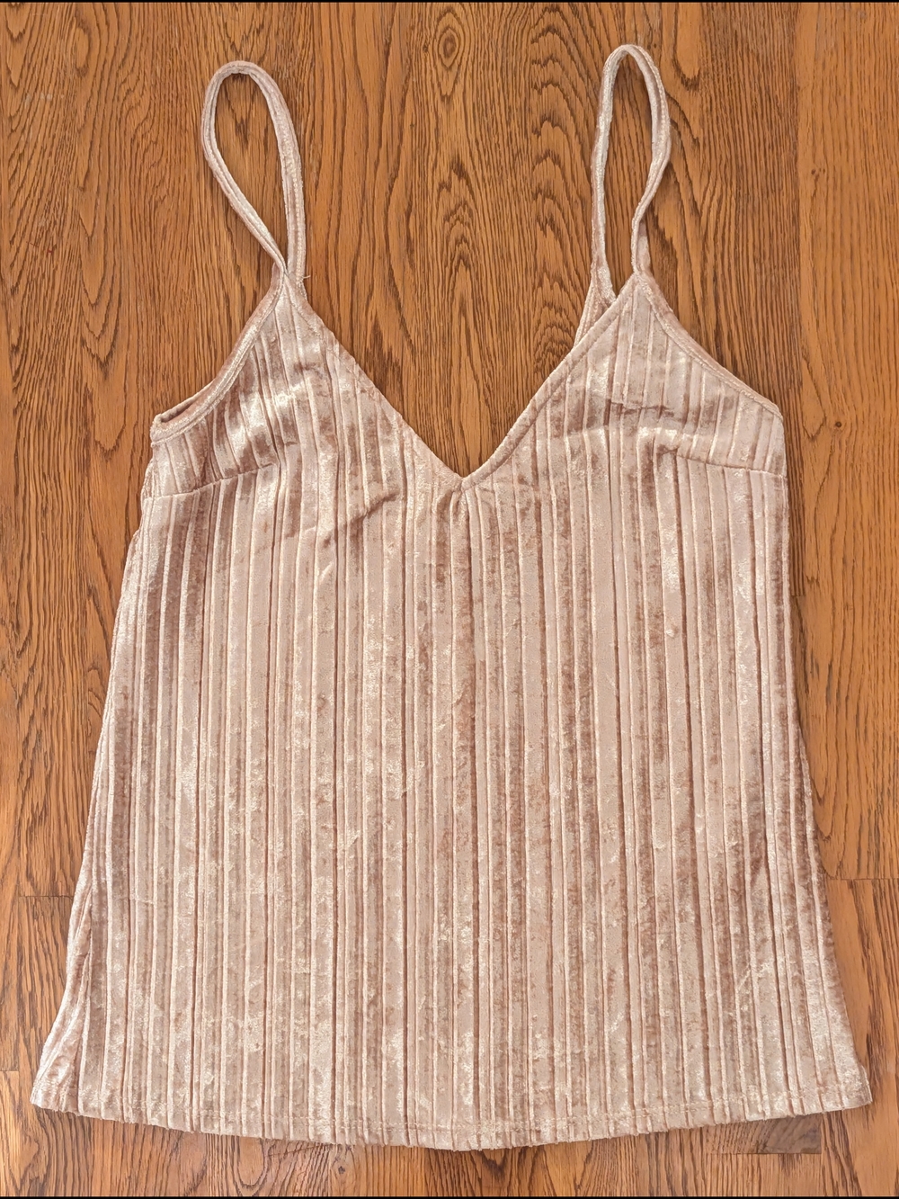 Project Social T Blush Ribbed Velvet V Neck Tank Top